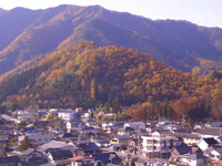 病院屋上から眺める晩秋の象山